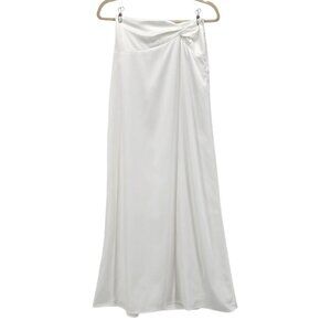 Peppermayo Womens 2 Skirt Crescent Light Twist Maxi Skirt Satin Maxi White Long